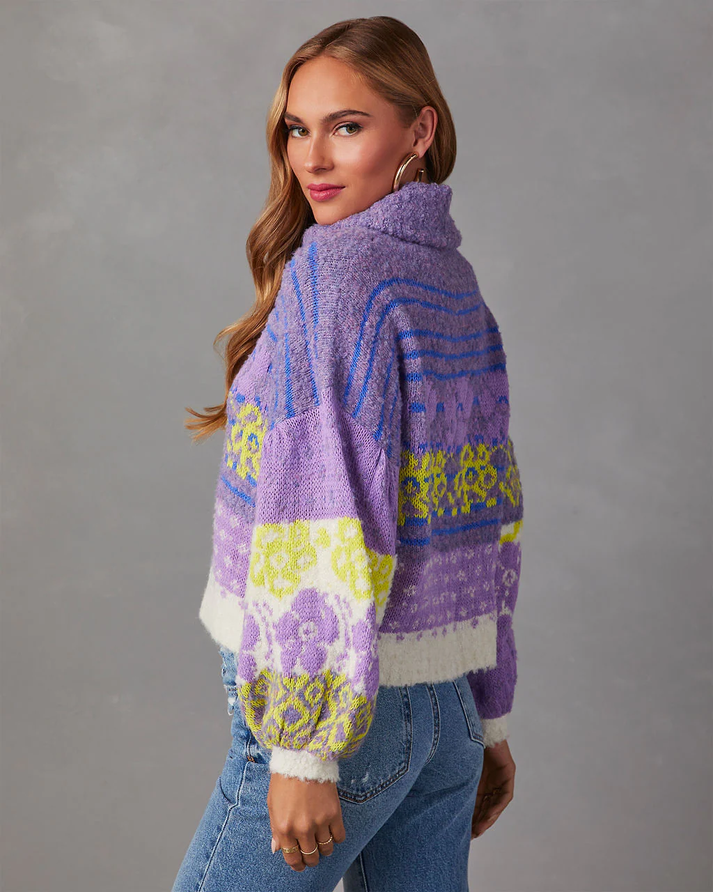 Monet Knit Printed Turtleneck Pullover Sweater - Image 16