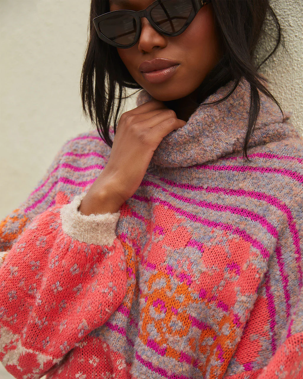 Monet Knit Printed Turtleneck Pullover Sweater - Image 19