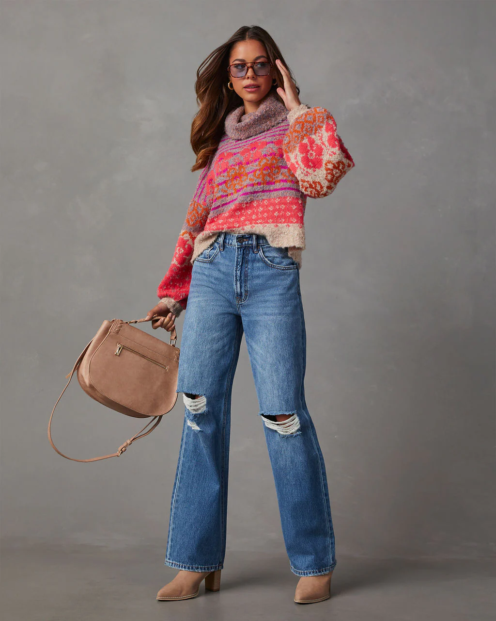 Monet Knit Printed Turtleneck Pullover Sweater - Image 23