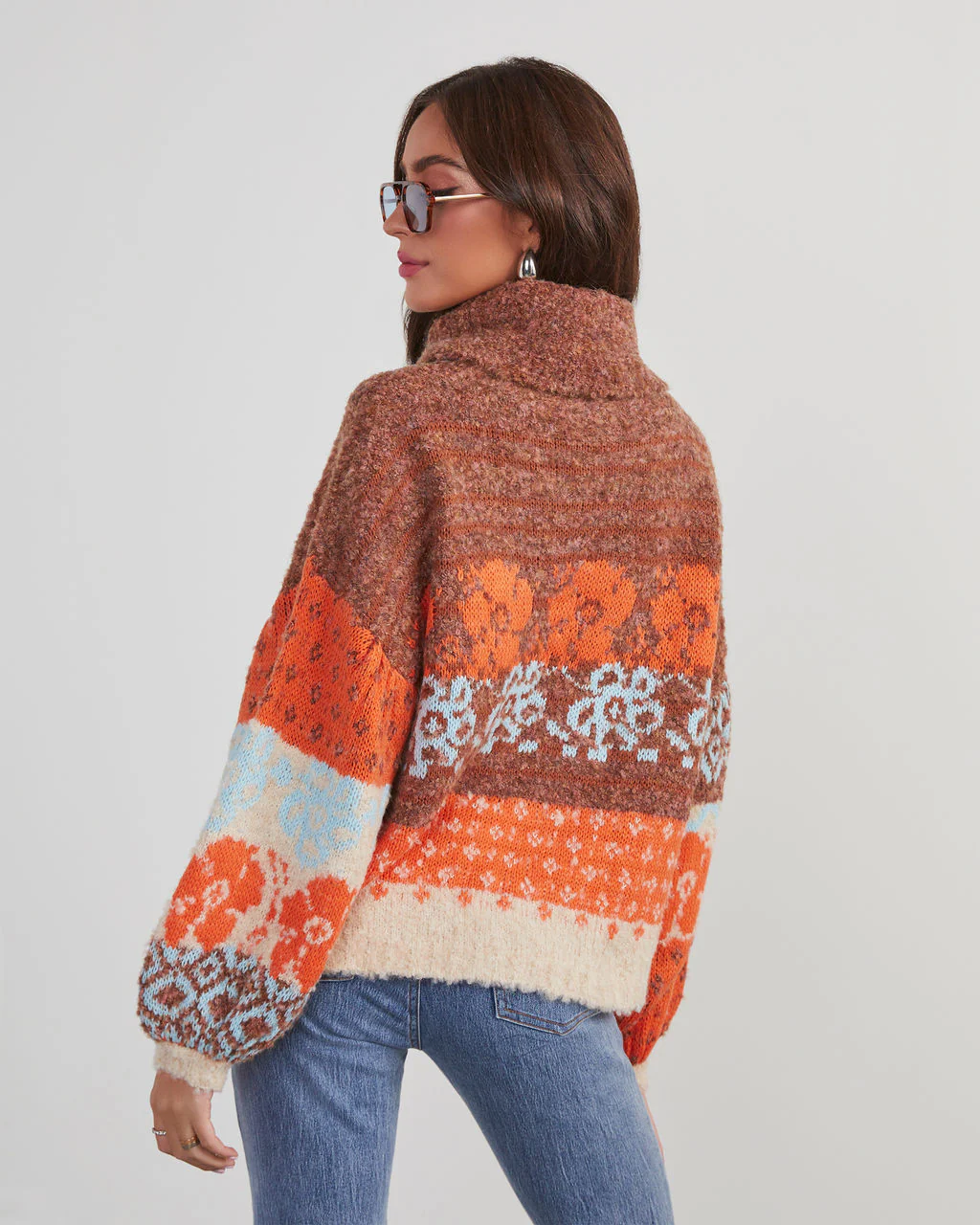 Monet Knit Printed Turtleneck Pullover Sweater - Image 4