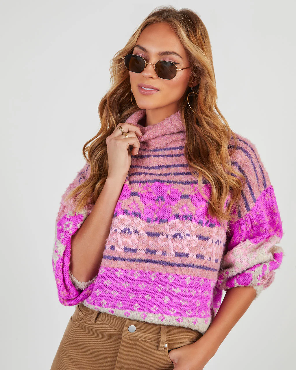 Monet Knit Printed Turtleneck Pullover Sweater - Image 6
