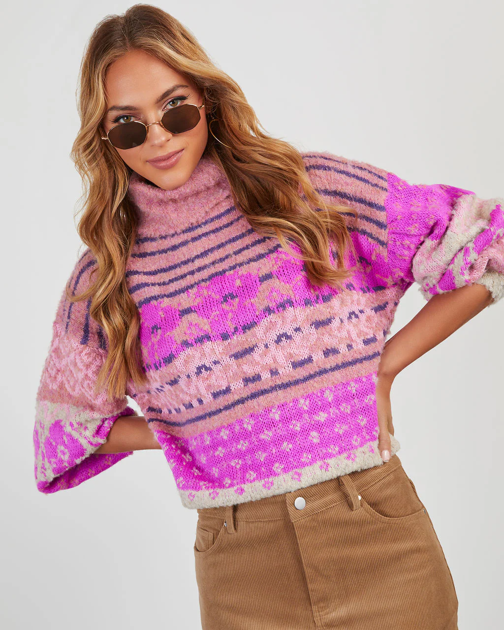 Monet Knit Printed Turtleneck Pullover Sweater - Image 8