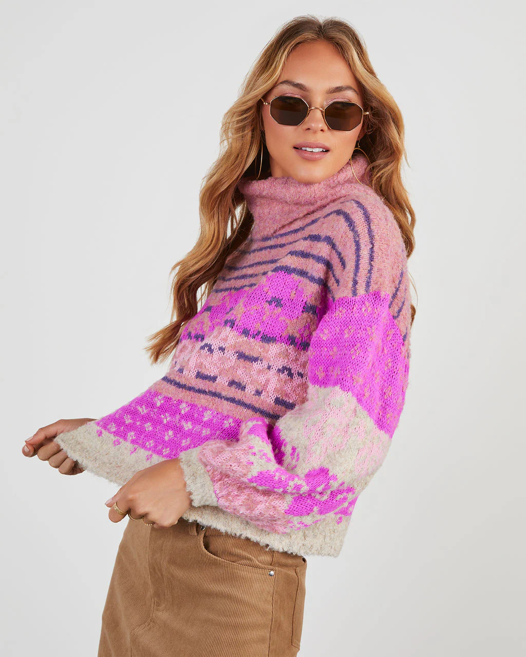 Monet Knit Printed Turtleneck Pullover Sweater - Image 9