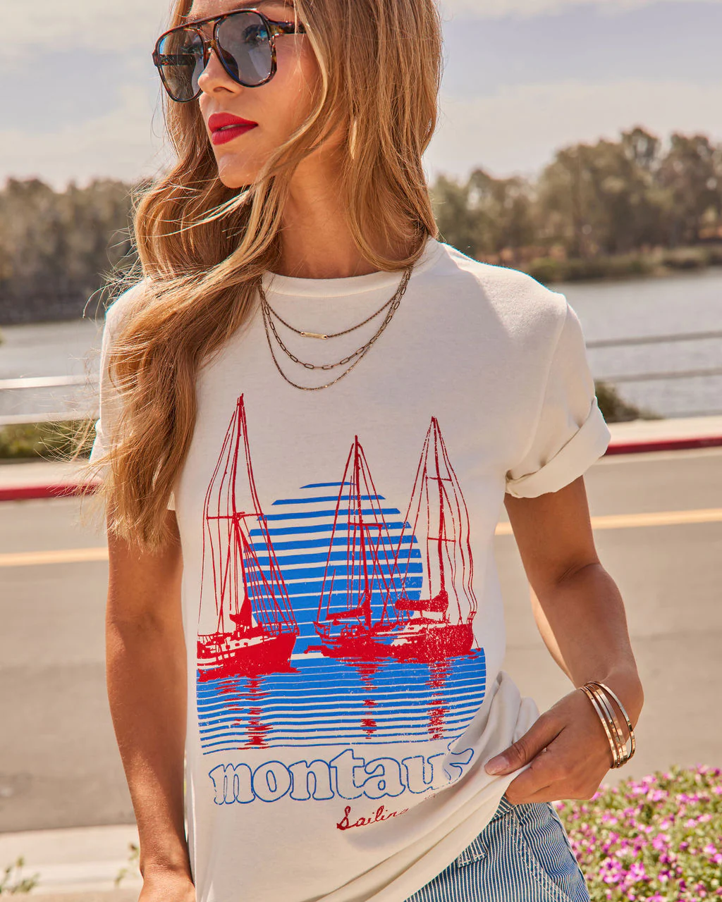Montauk Sailing Graphic Cotton Short Sleeve Tee - Image 2
