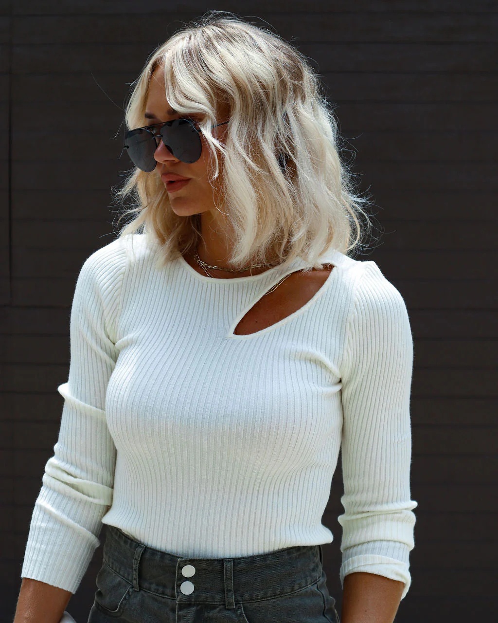 Montclair Cutout Ribbed Knit Sweater Top - Image 9