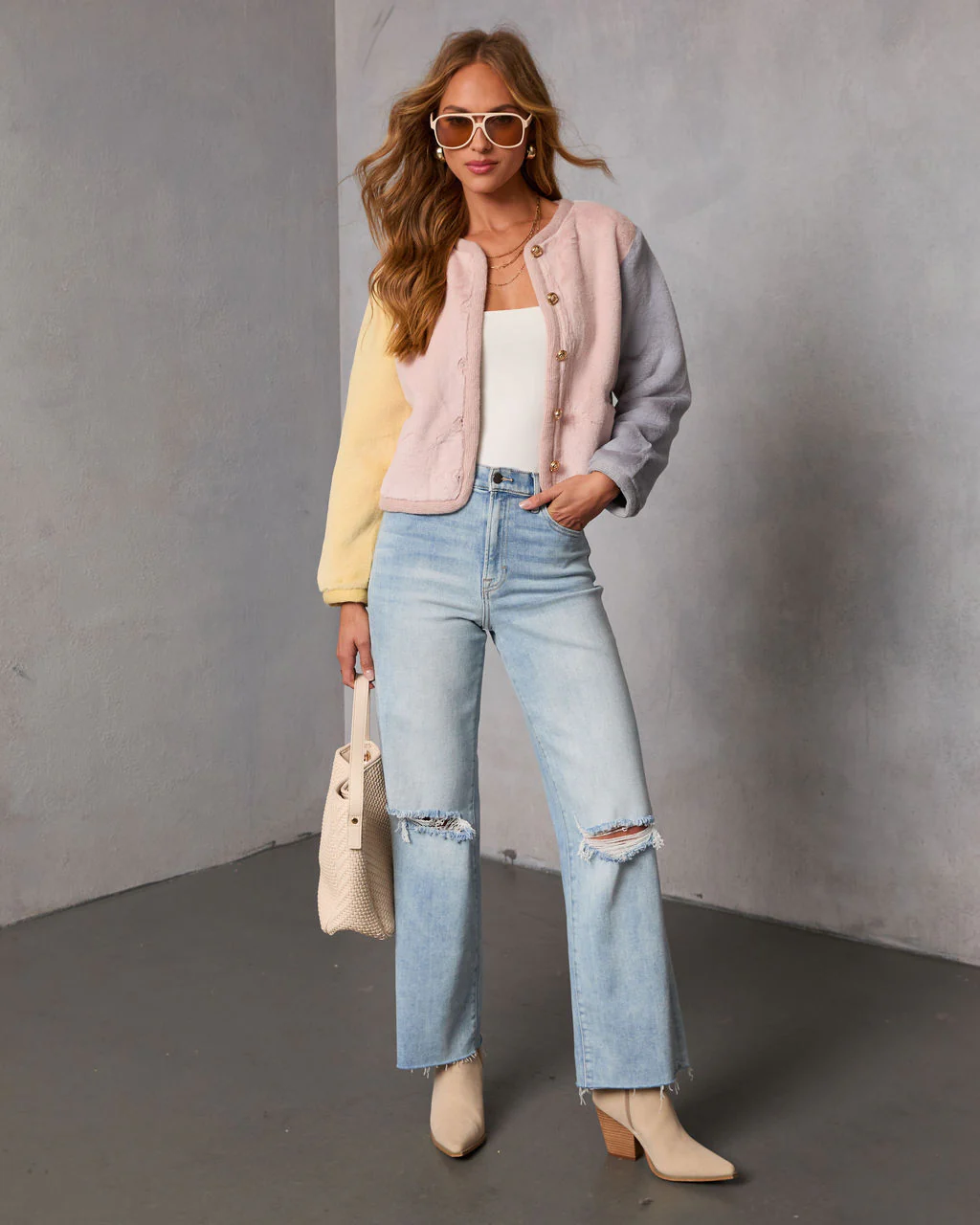 Mood Lifter Color Block Faux Fur Jacket - Image 2