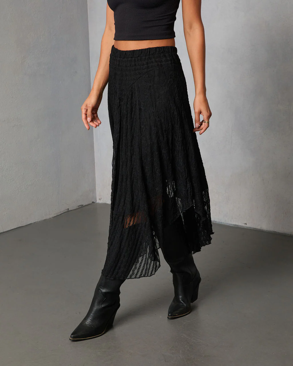 Moonthread Lace Darted Hem Midi Skirt - Image 3