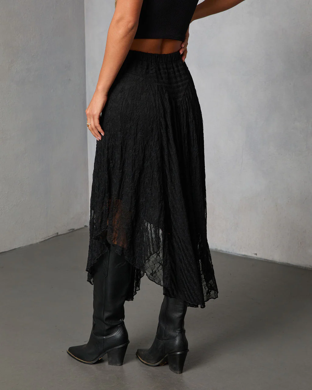 Moonthread Lace Darted Hem Midi Skirt - Image 4