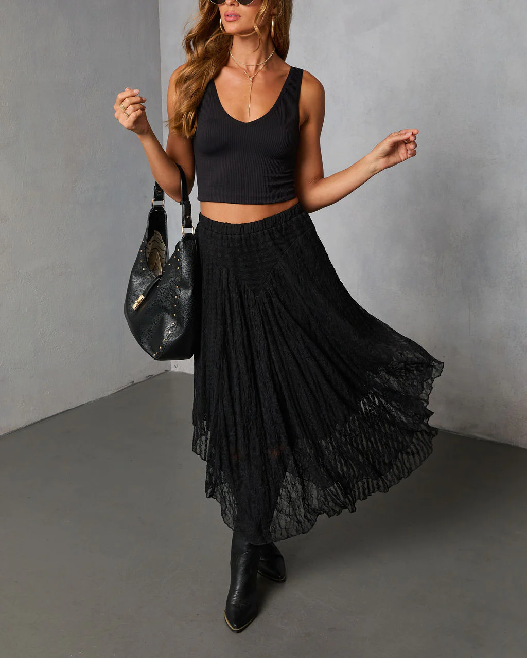 Moonthread Lace Darted Hem Midi Skirt - Image 5