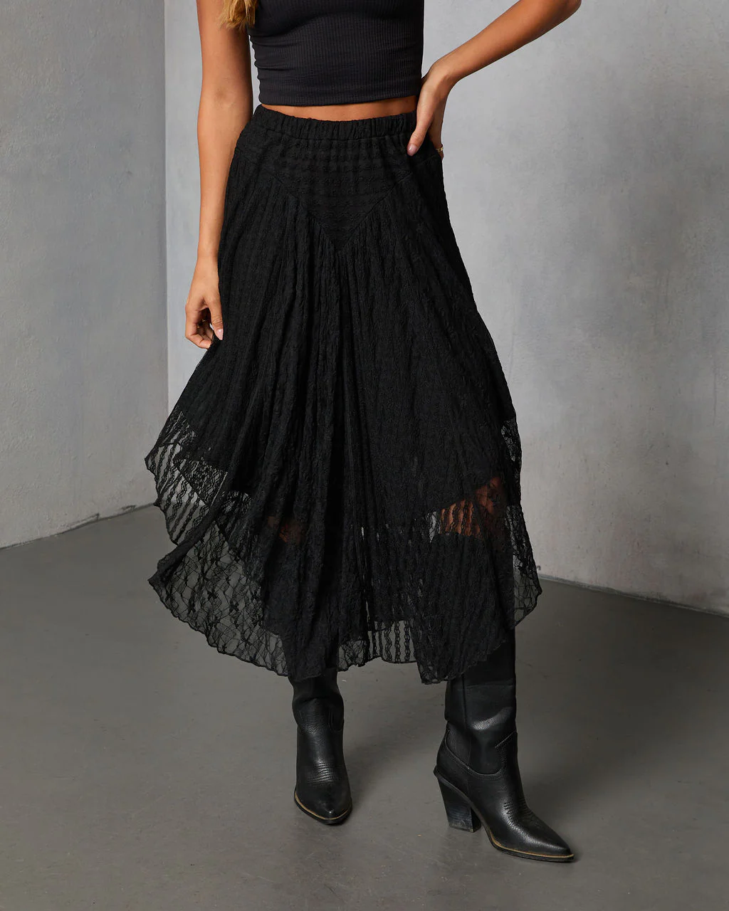Moonthread Lace Darted Hem Midi Skirt - Image 6