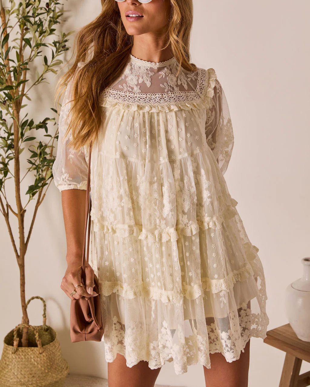 Morning Bliss Lace Mini Dress - Image 6