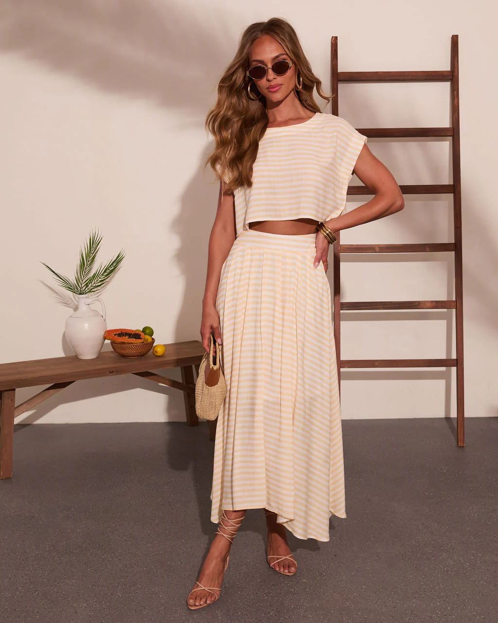 Morning Breeze Striped Short Sleeve Crop