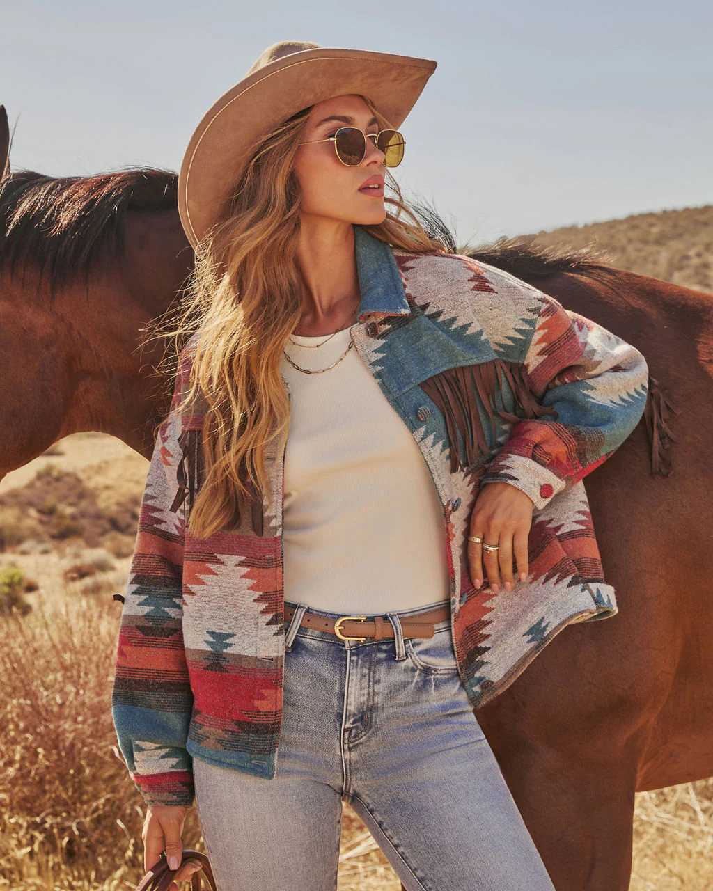 Morrow Aztec Printed Fringe Jacket - Image 3