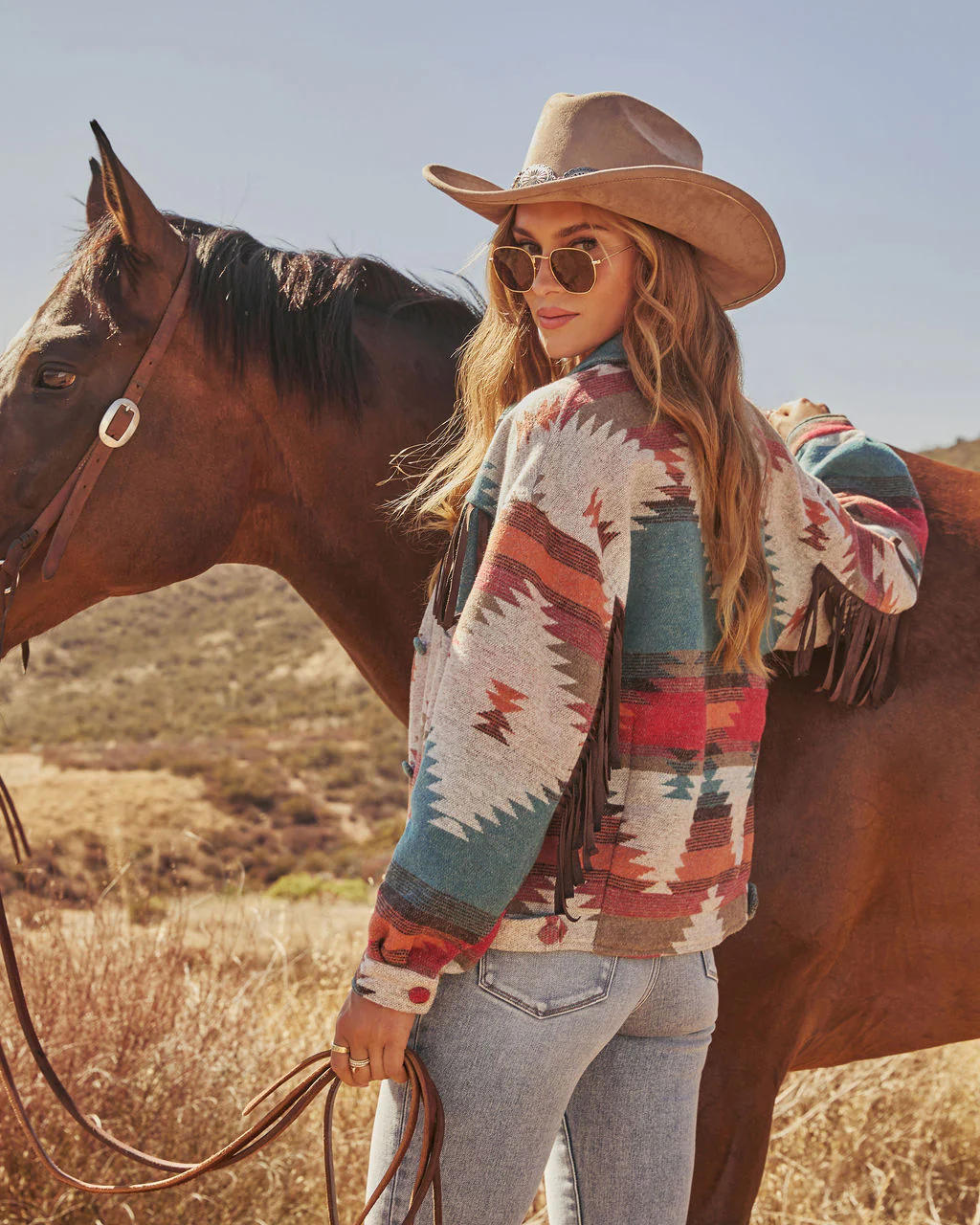 Morrow Aztec Printed Fringe Jacket - Image 4