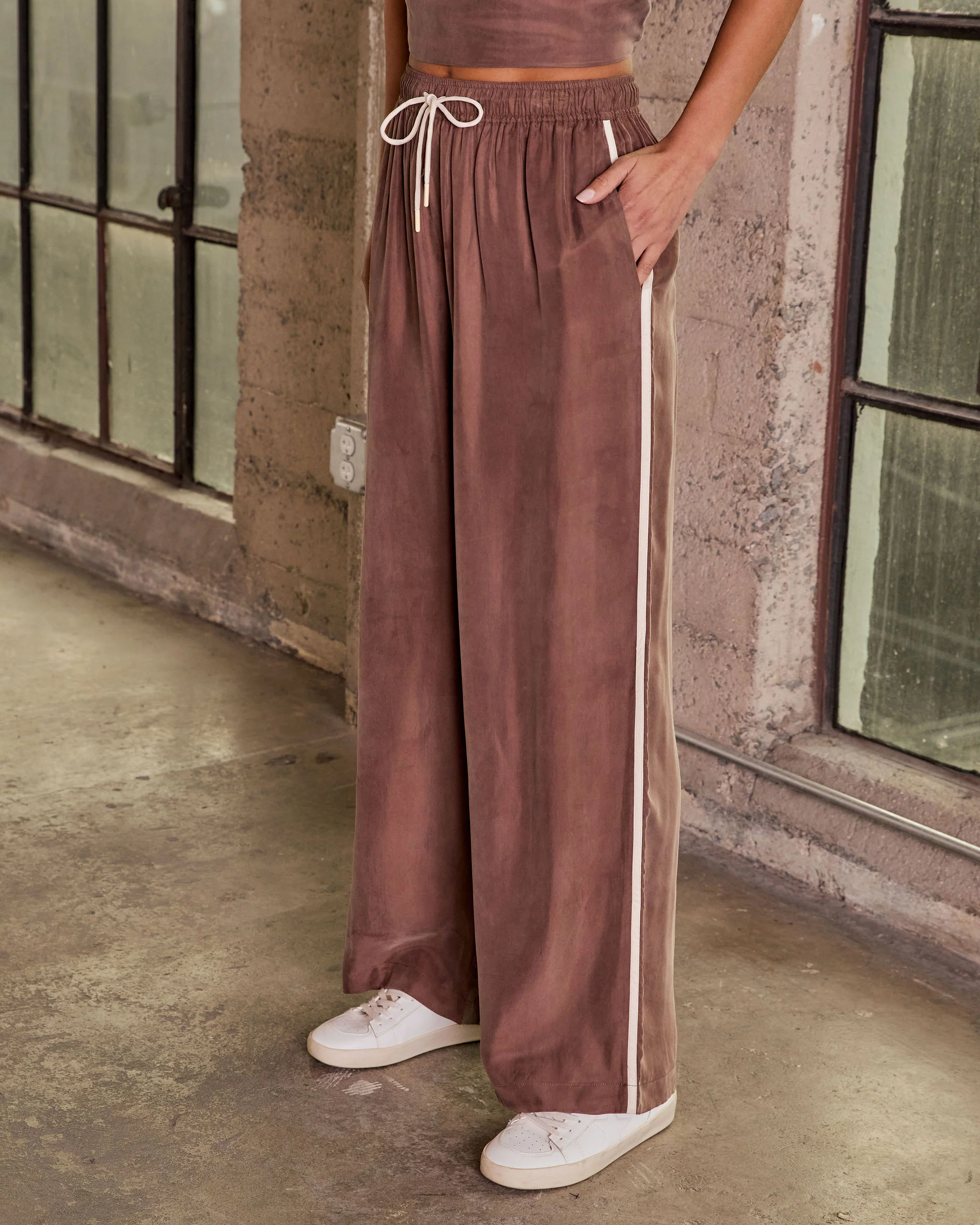 Move It Babe Cupro Drawstring Waist Wide Leg Pants - Image 3