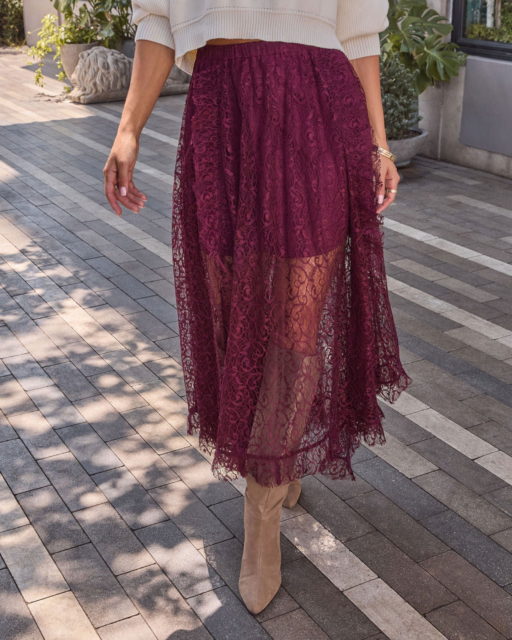 Mulled Wine Lace Midi Skirt - Image 2