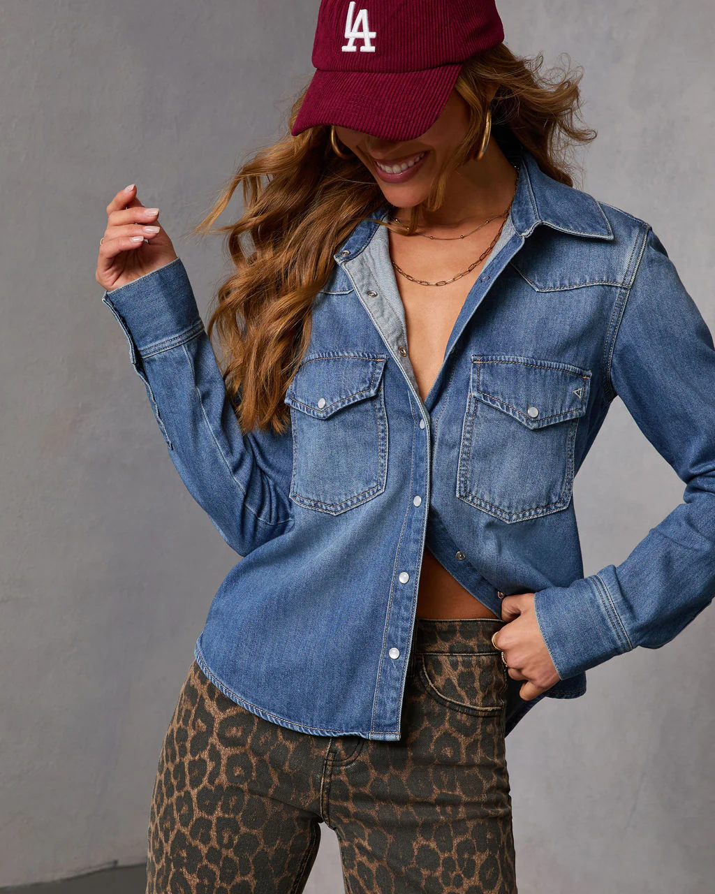 Muted Days Denim Button Down Top - Image 6