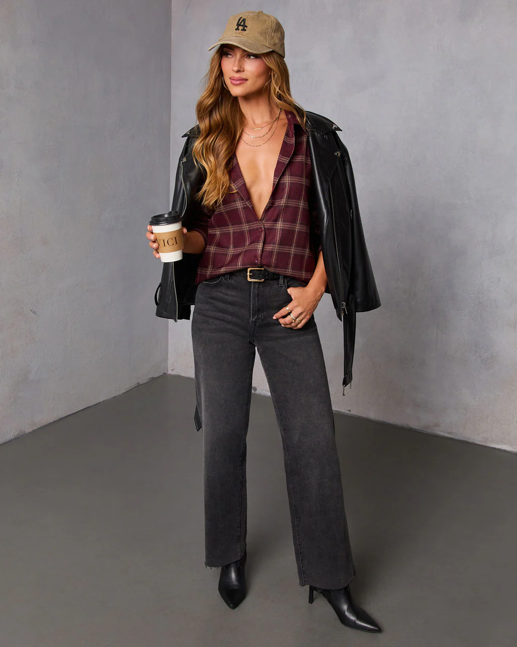 Muted Ember Plaid Button Down Top - Image 2