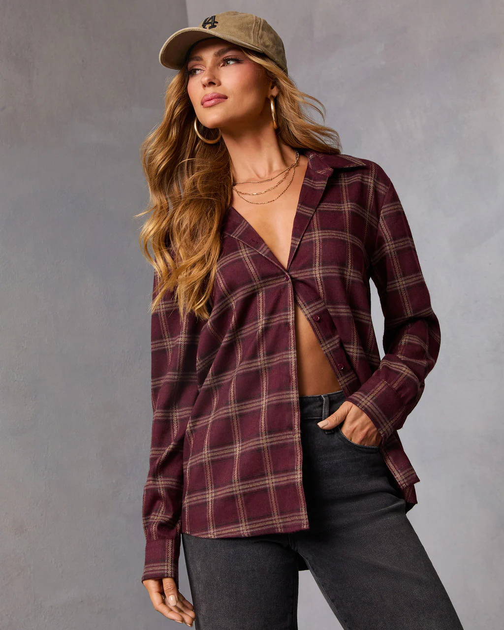 Muted Ember Plaid Button Down Top - Image 6