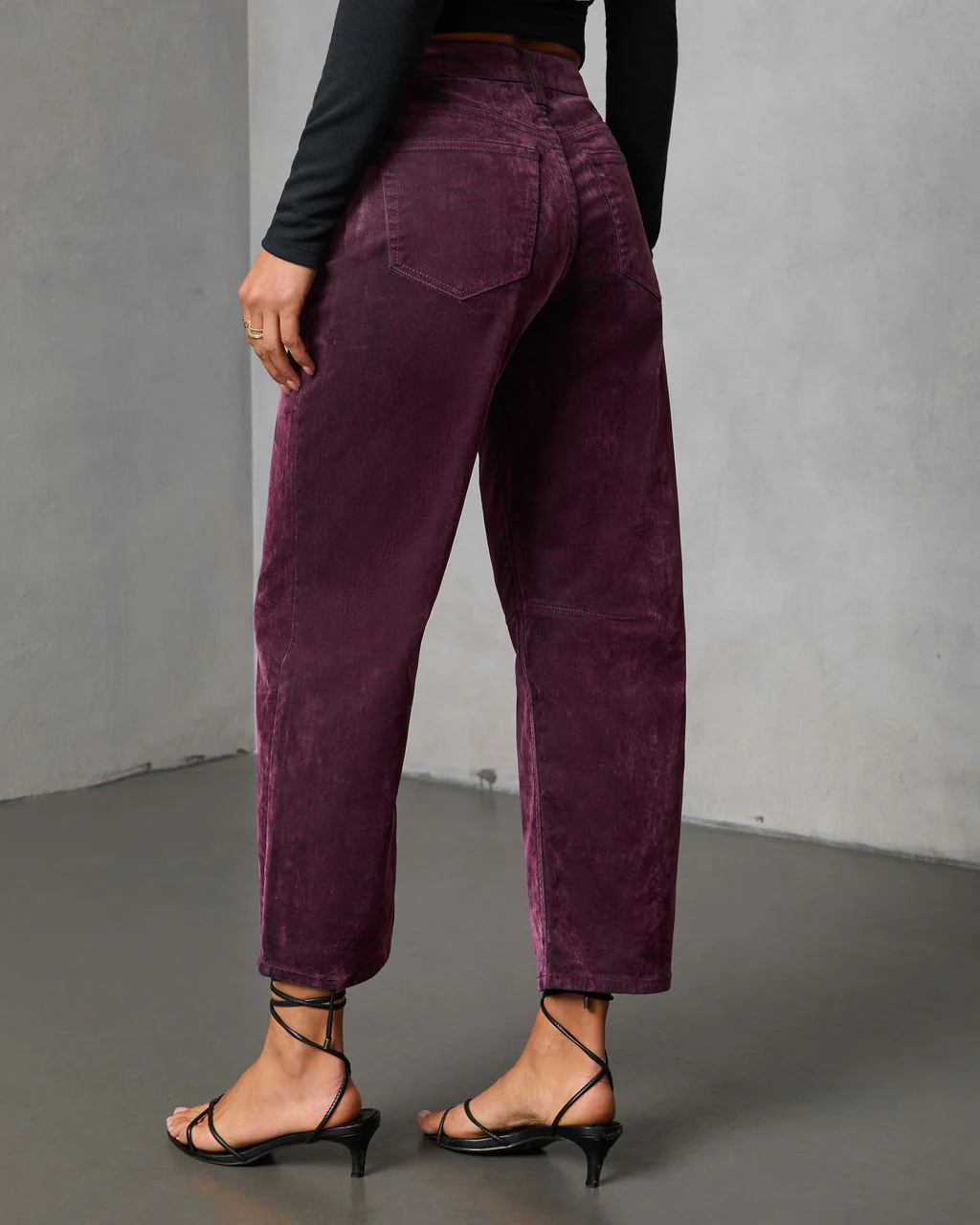 Namie Stretch Velvet Barrel Leg Jeans - Image 4