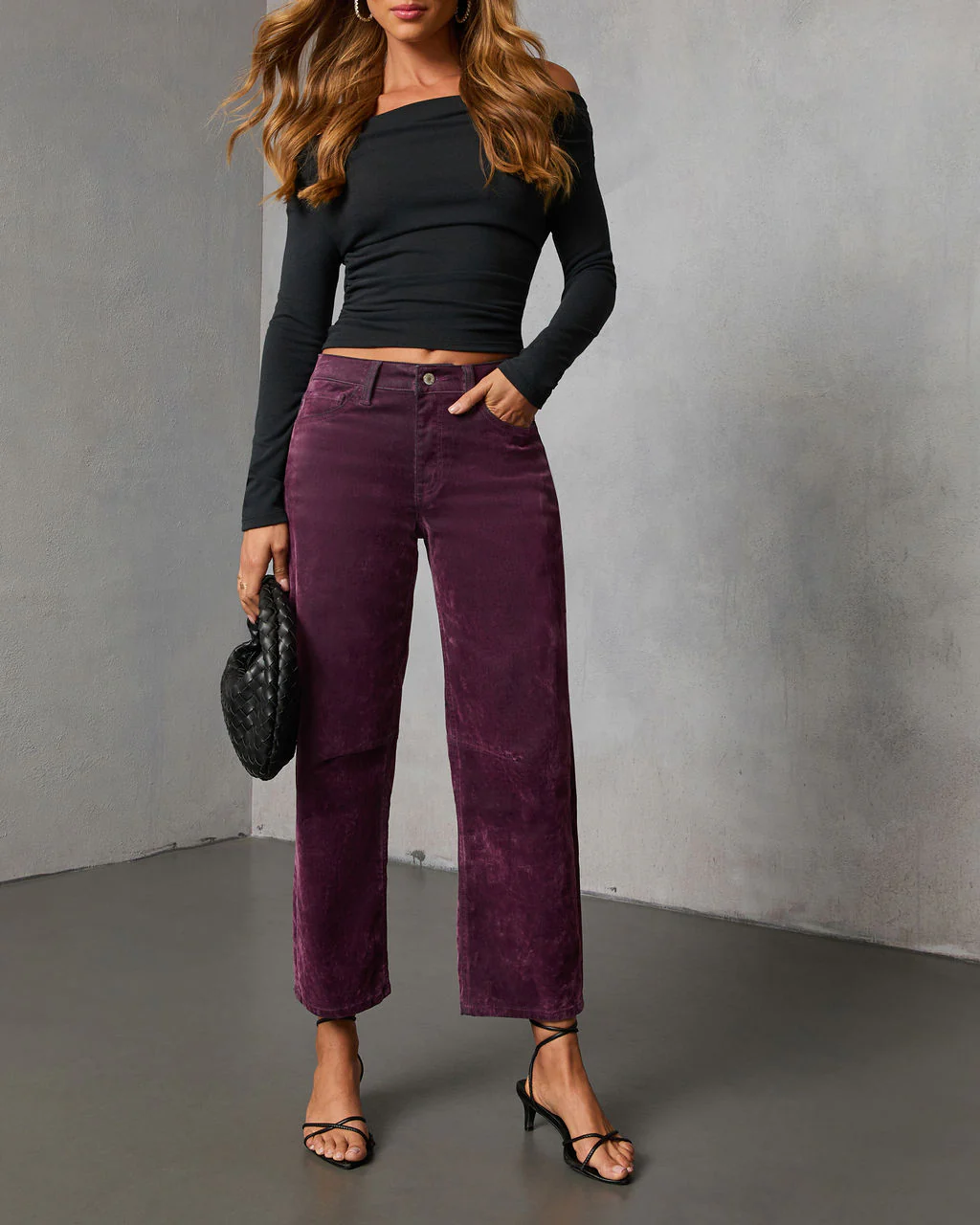 Namie Stretch Velvet Barrel Leg Jeans - Image 5