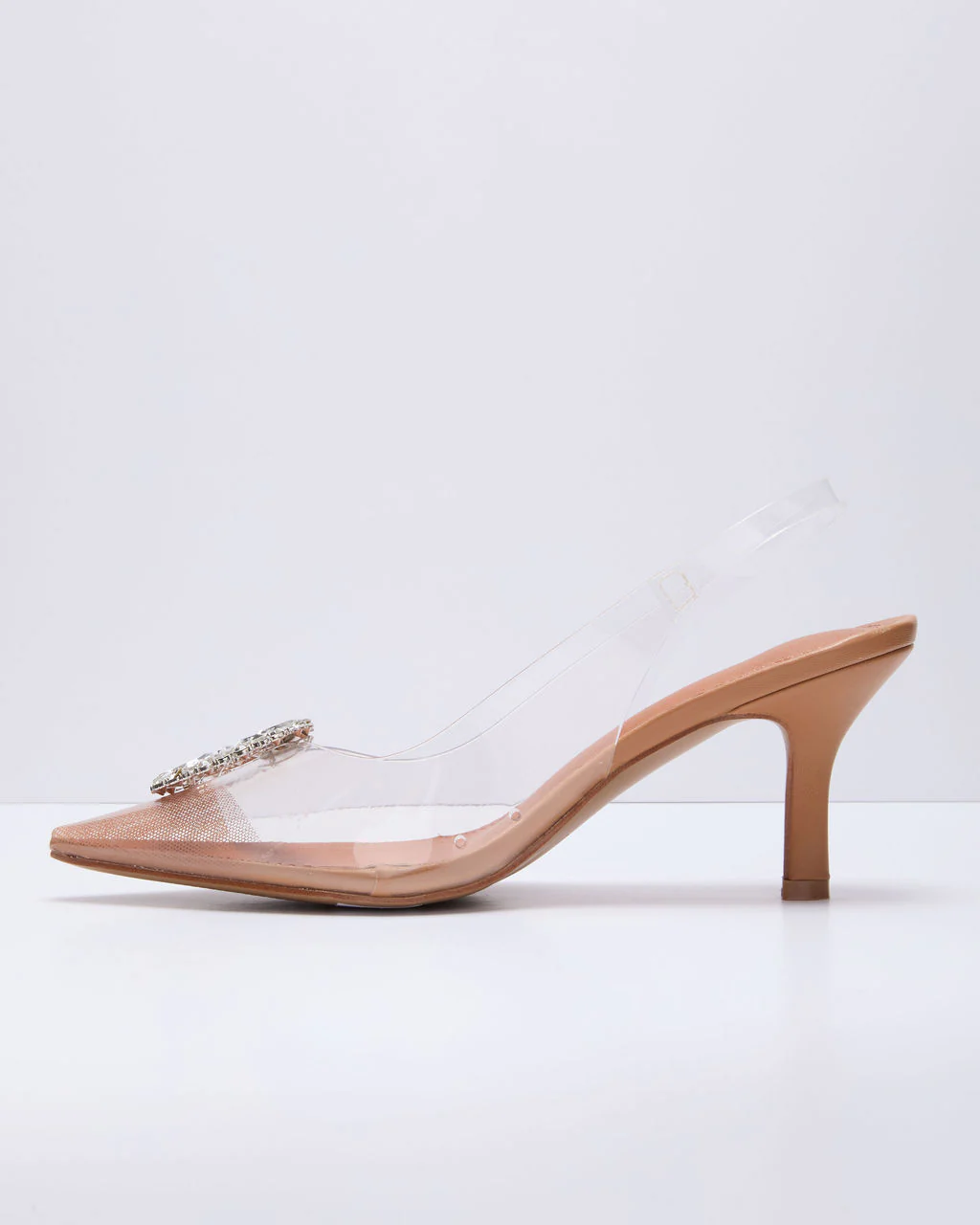 Namire Clear Slingback Embellished Charm Heels - Image 4