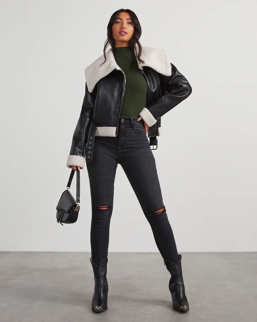 Naomi Ribbed Mock Neck Long Sleeve Top - Image 10