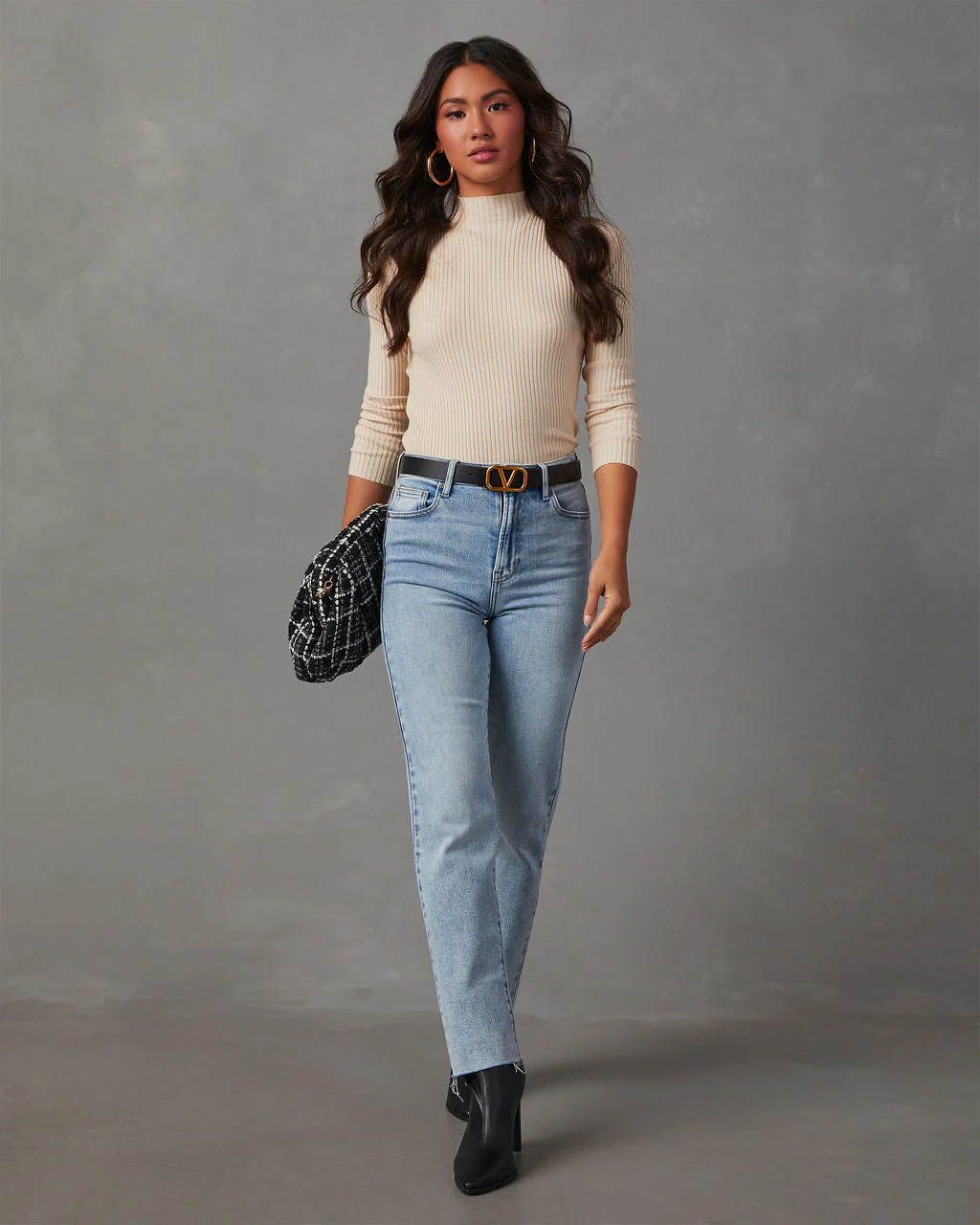 Naomi Ribbed Mock Neck Long Sleeve Top - Image 7