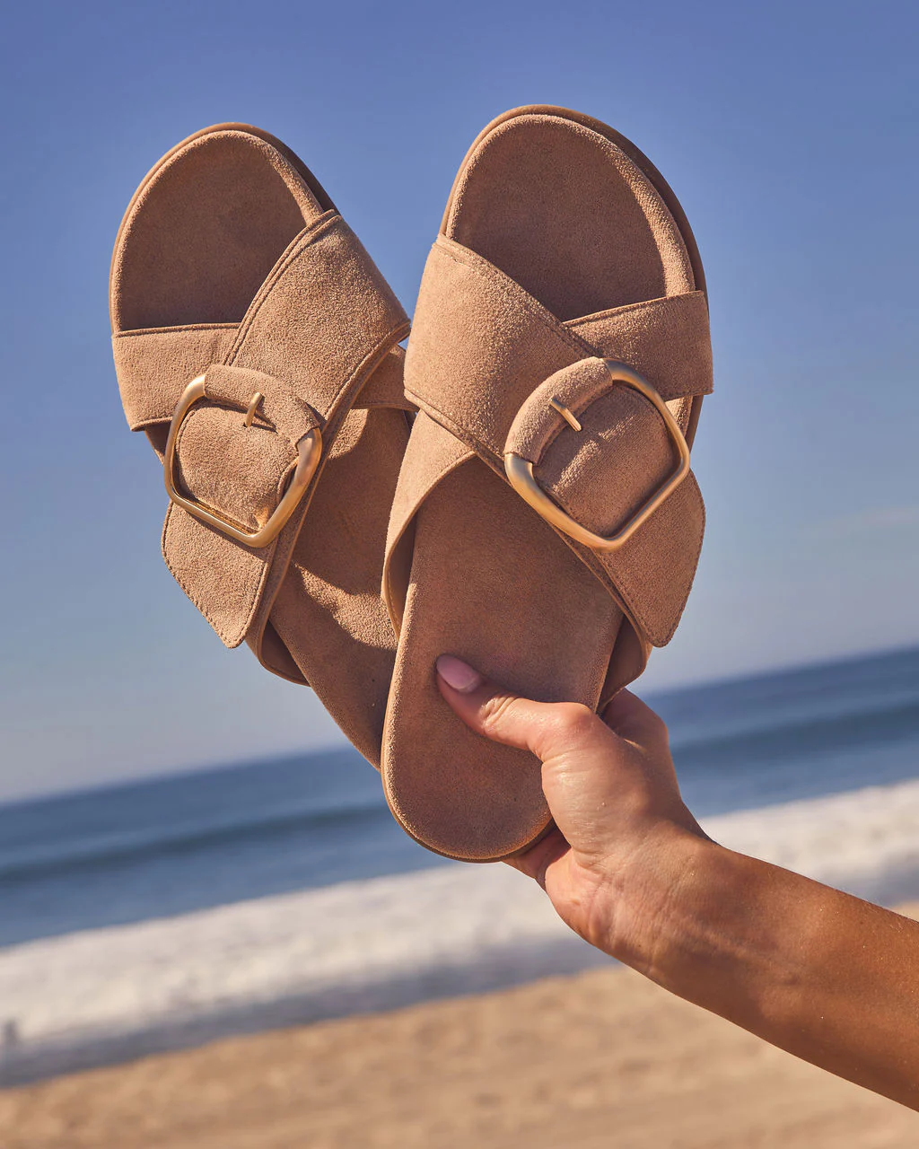 Nesa Cross Over Faux Suede Sandals - Image 4