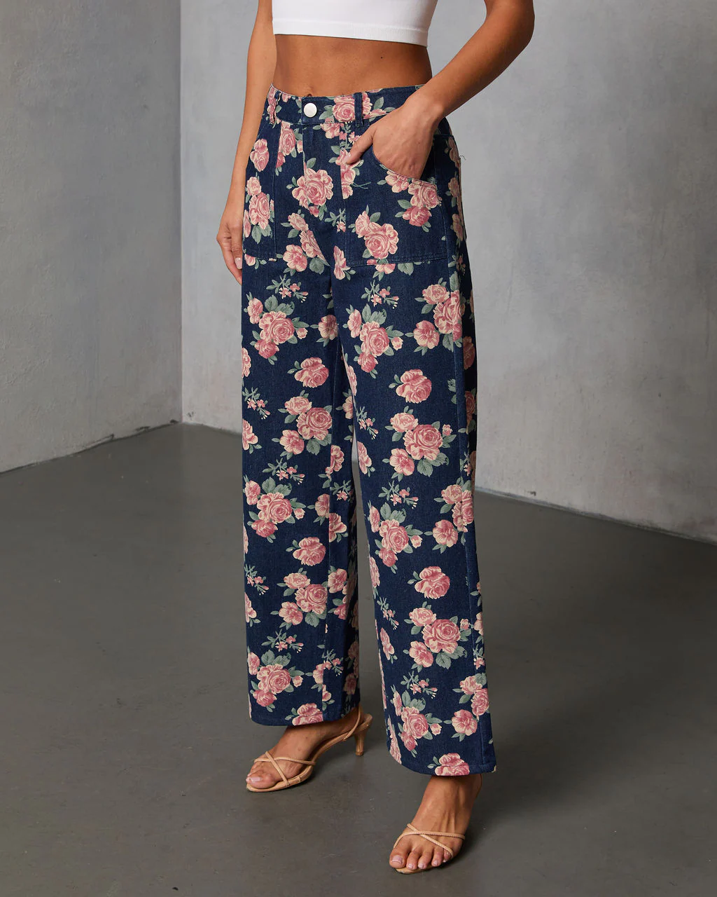 New Bloom Rigid High Rise Straight Leg Printed Jeans - Image 3