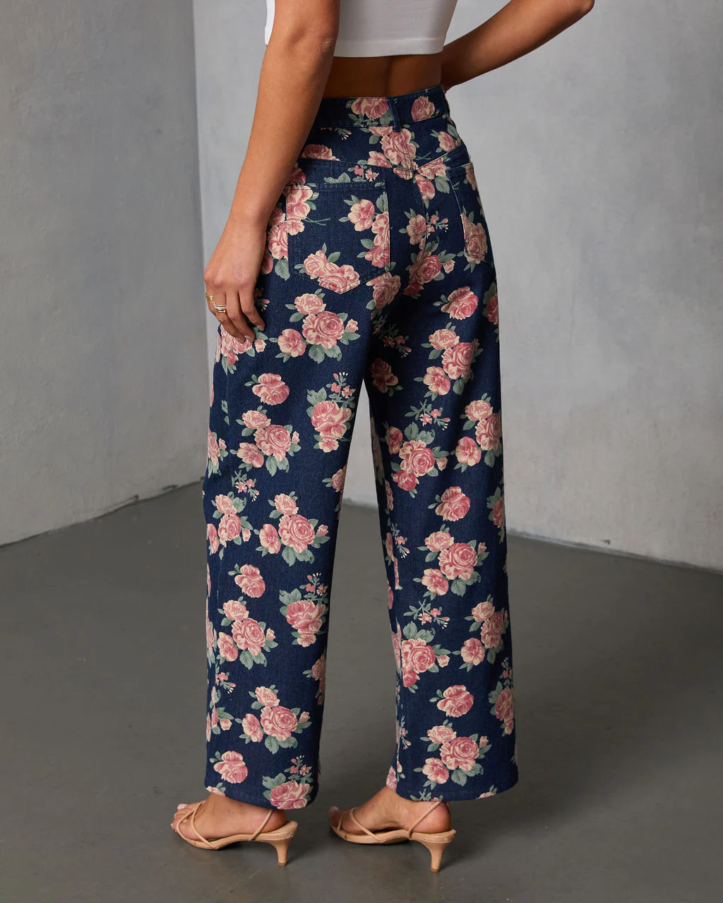 New Bloom Rigid High Rise Straight Leg Printed Jeans - Image 4