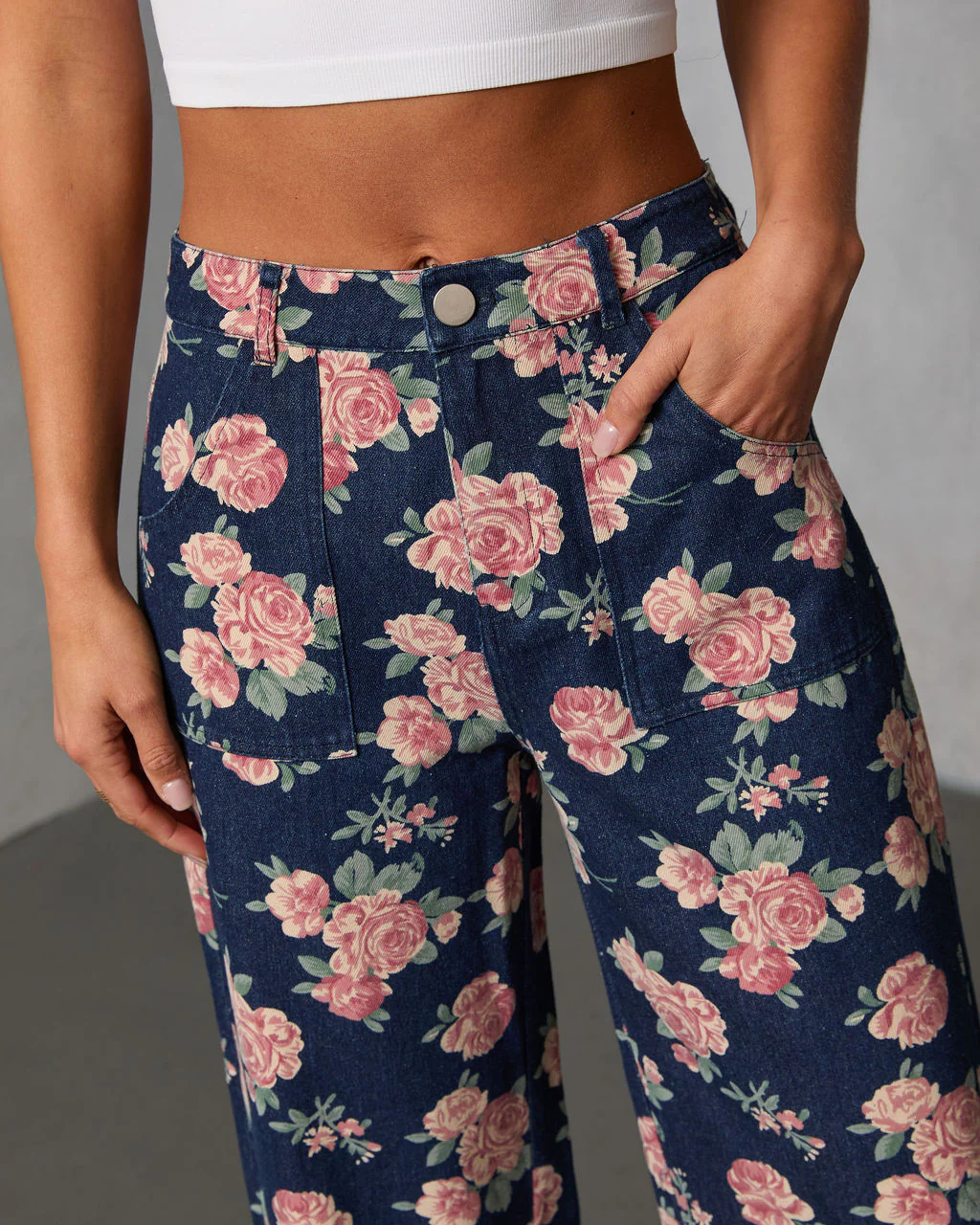 New Bloom Rigid High Rise Straight Leg Printed Jeans - Image 6