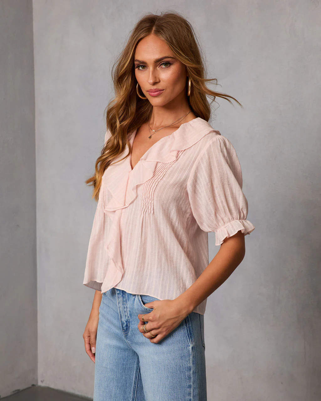 New Day Darling Pleated Ruffle Blouse - Image 3