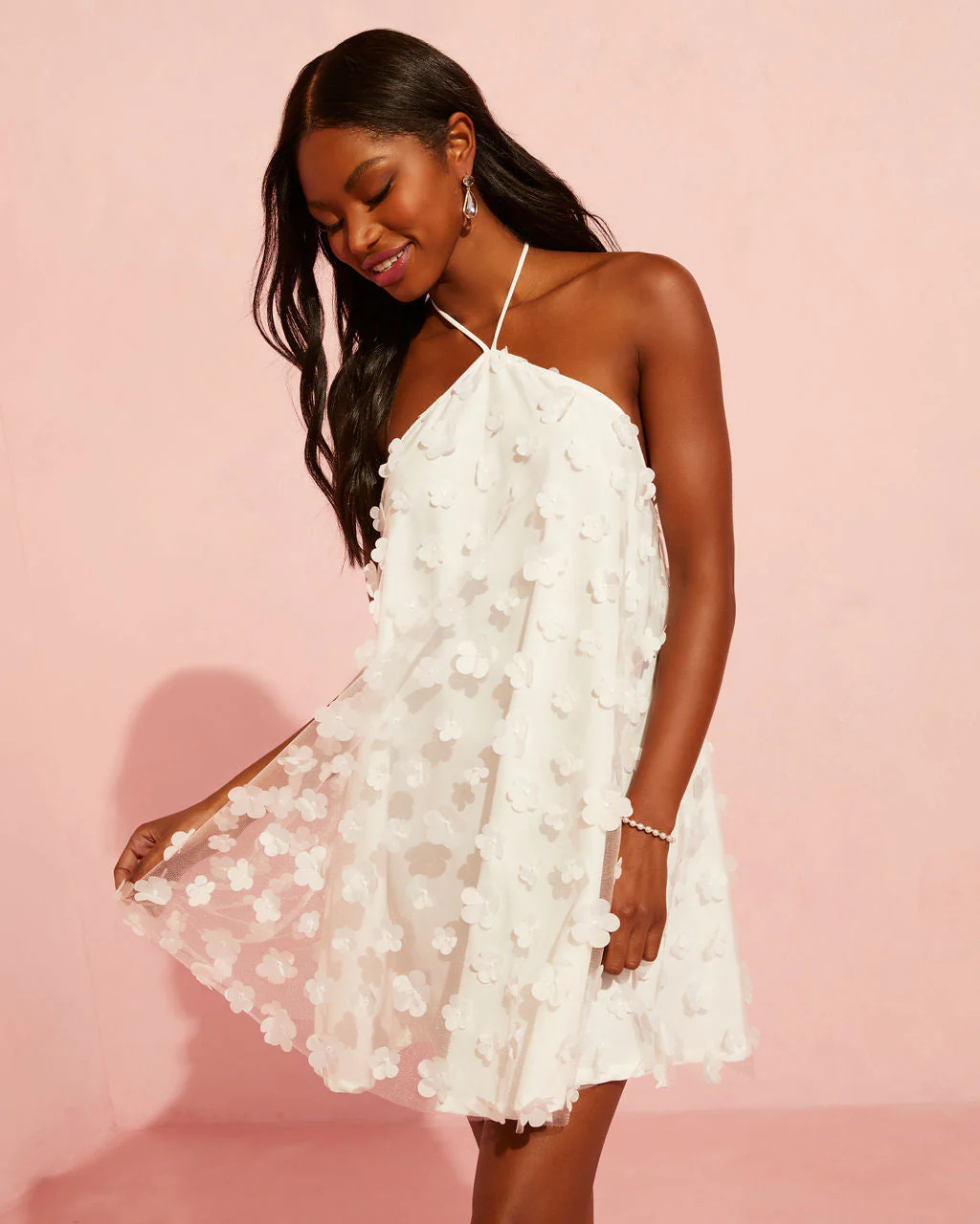 Niari Floral Embellished Halter Mini Dress - Image 5