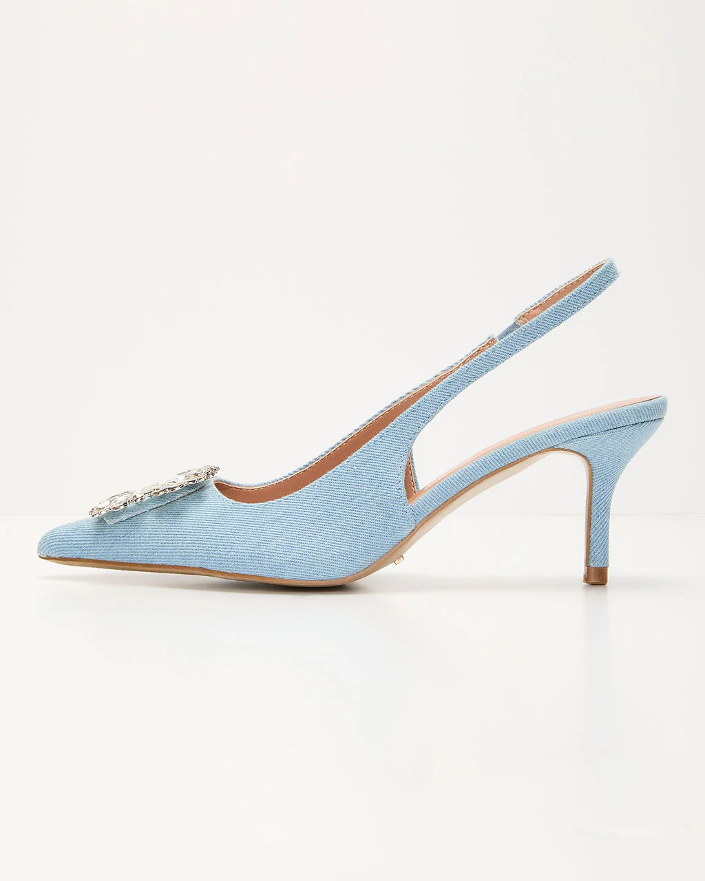 Night Out Embellished Denim Slingback Heels - Image 2