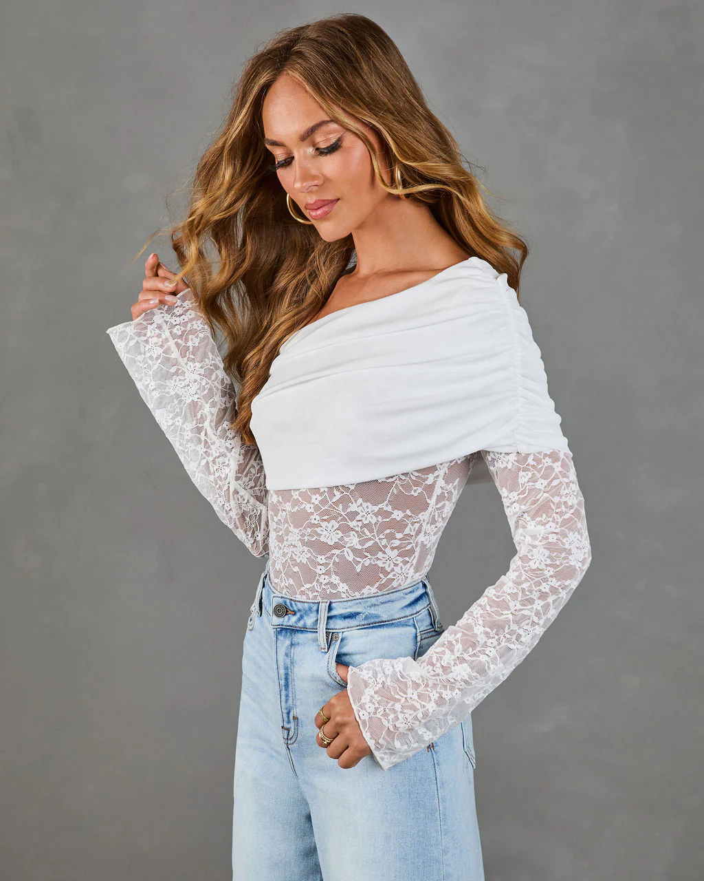 Nightfall Avenue Lace One Shoulder Bodysuit - Image 3