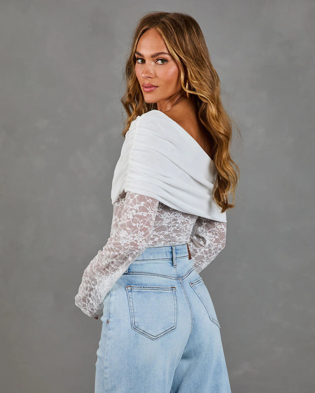 Nightfall Avenue Lace One Shoulder Bodysuit - Image 4