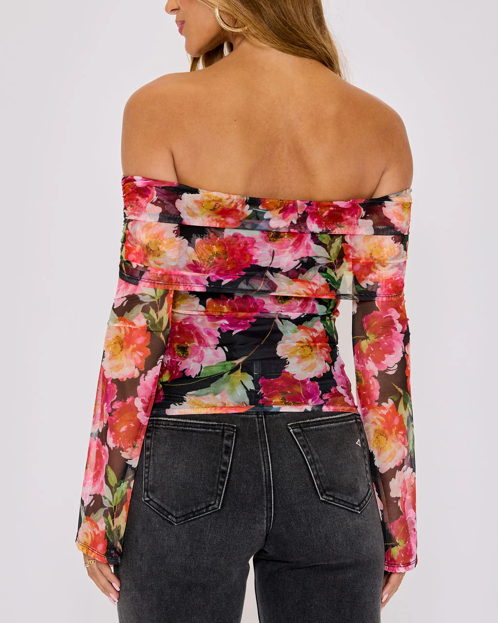 Nikki Off The Shoulder Mesh Top - Image 4