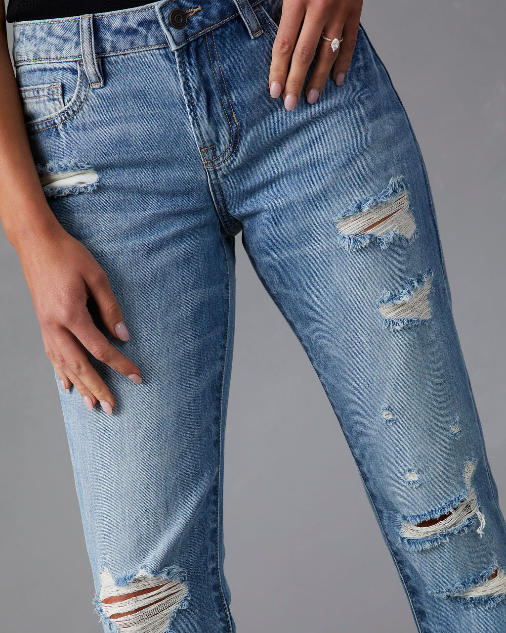 Nila Mid Rise Distressed Boyfriend Jeans - Image 3