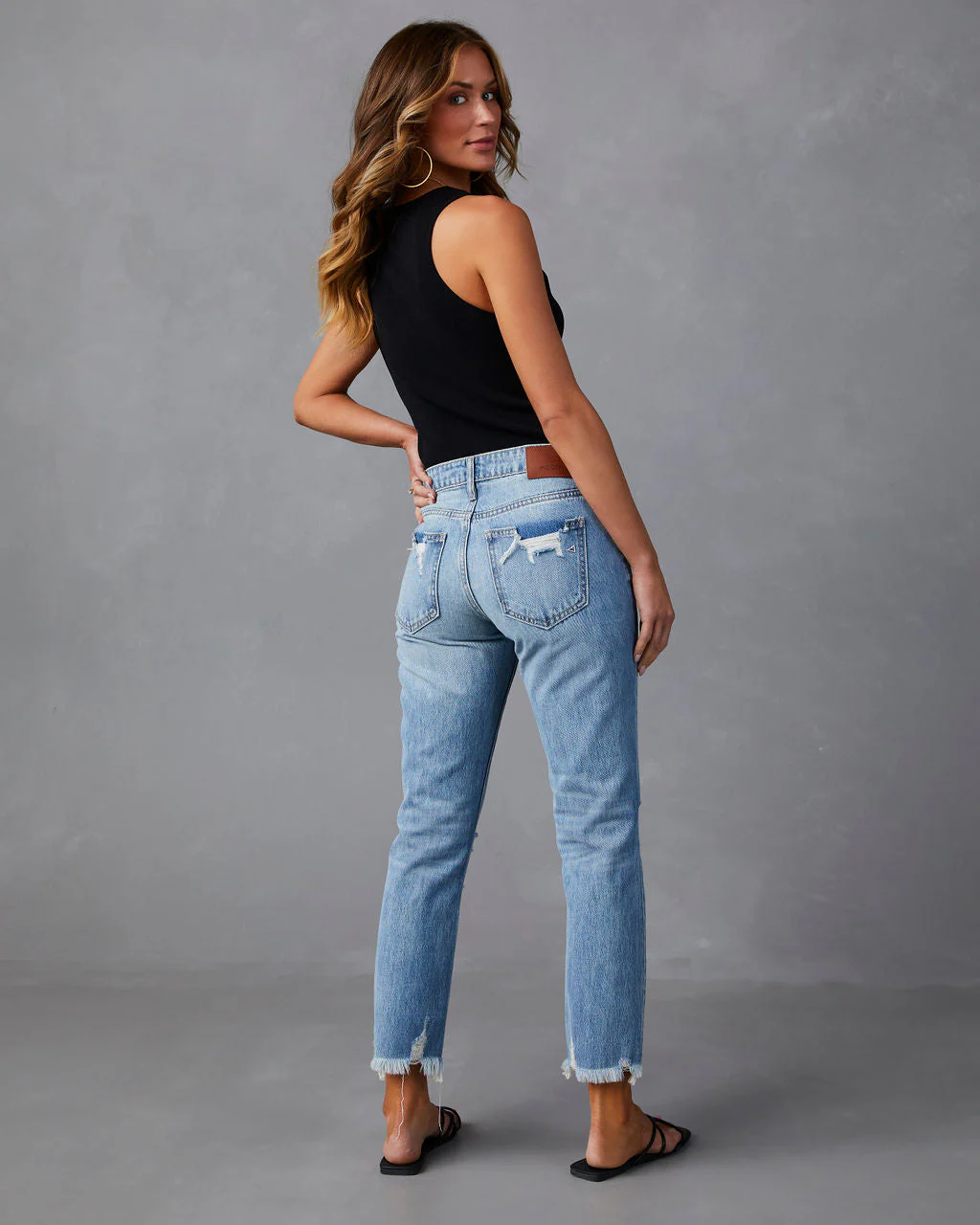 Nila Mid Rise Distressed Boyfriend Jeans - Image 5