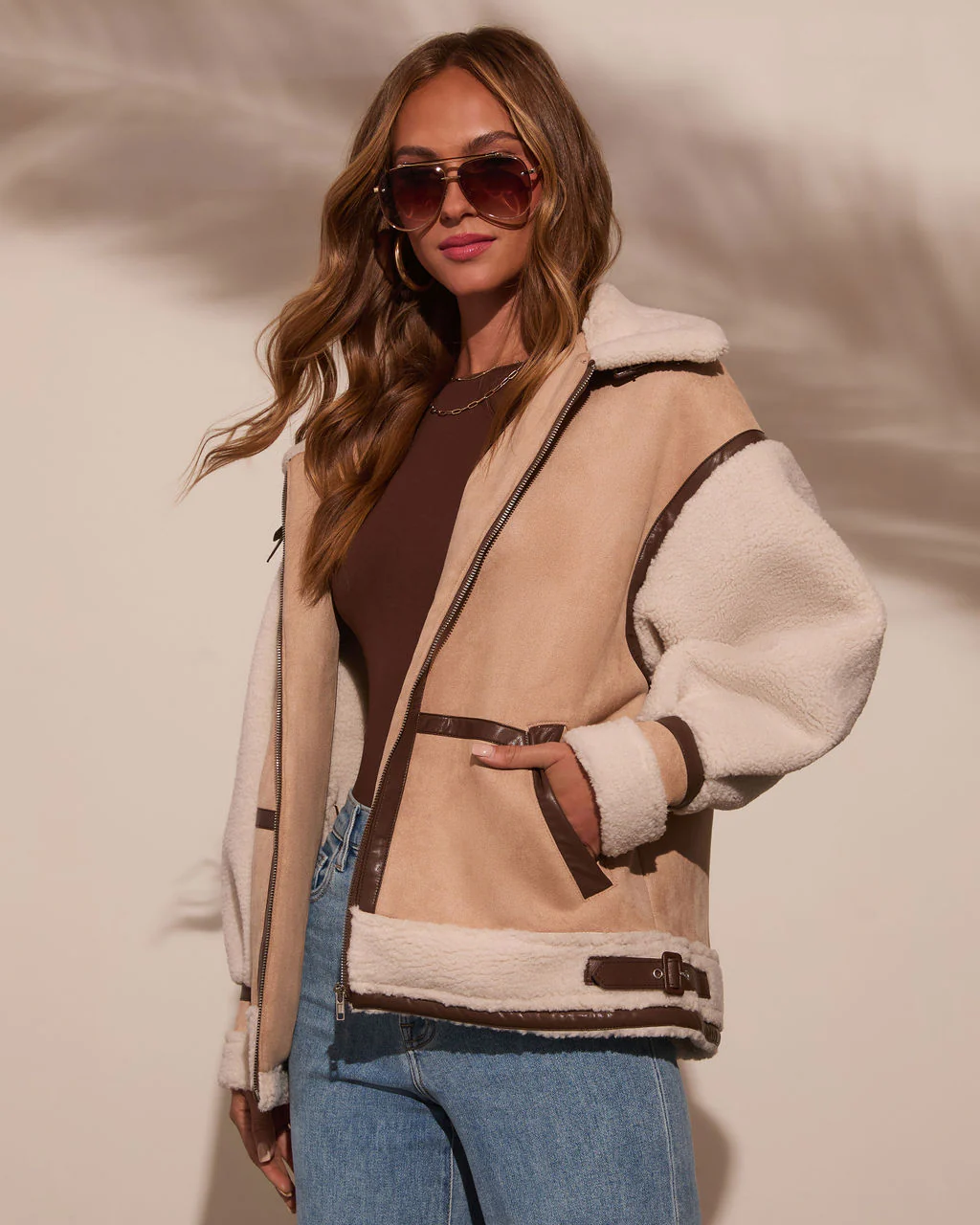 No Chill High Neck Suede Belted Jacket - Image 3