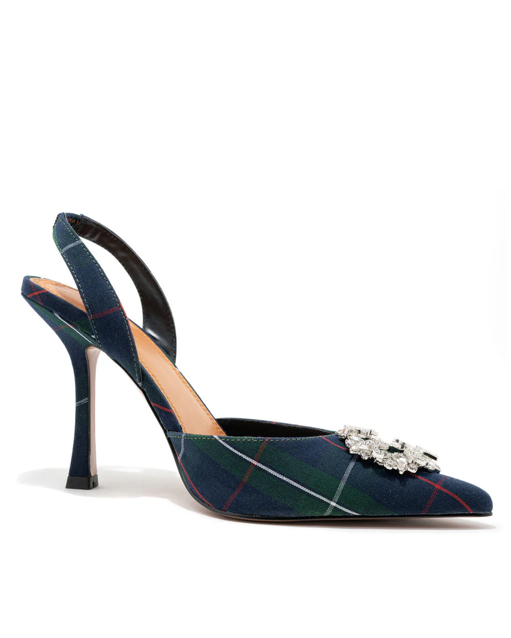 Noella Plaid Embellished Slingback Heel - Image 4