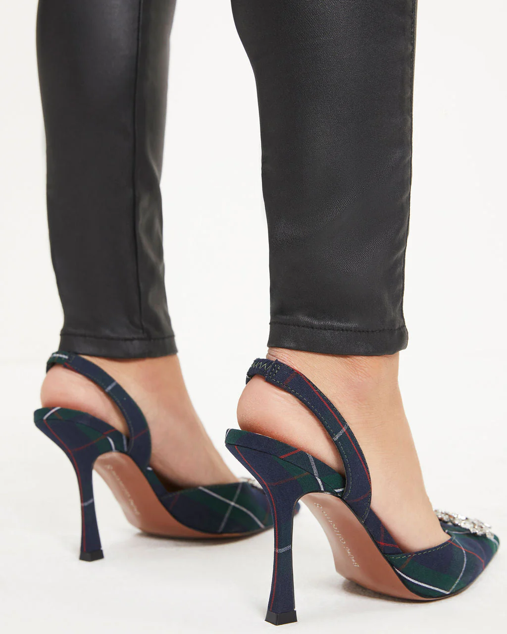 Noella Plaid Embellished Slingback Heel - Image 6
