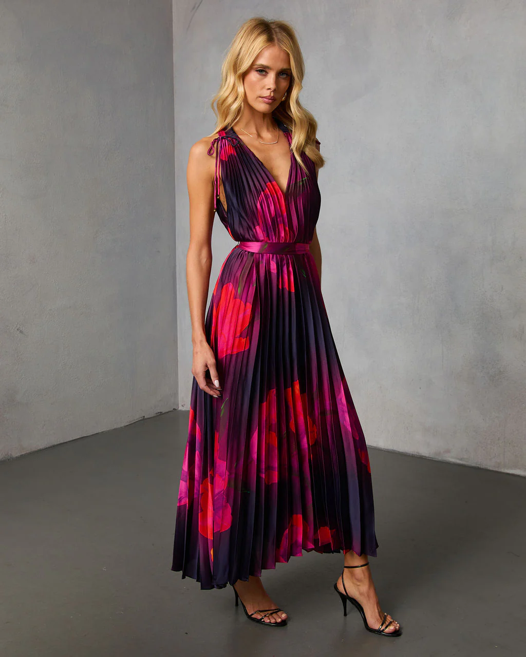 Noeme Pleated Halter Maxi Dress - Image 3