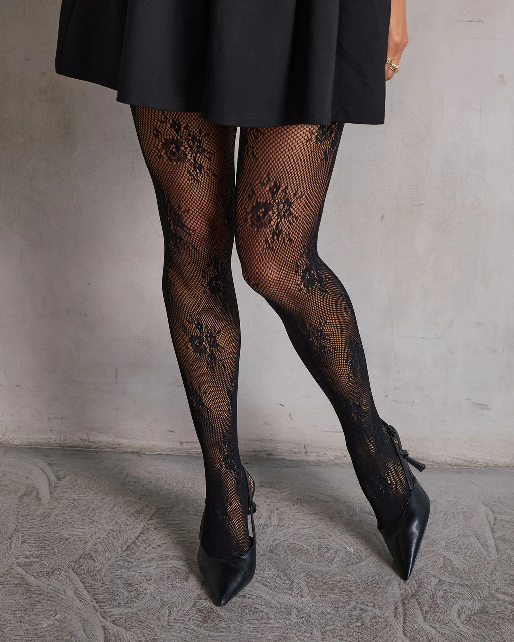Noir Envy Floral Lace Tights - Image 4