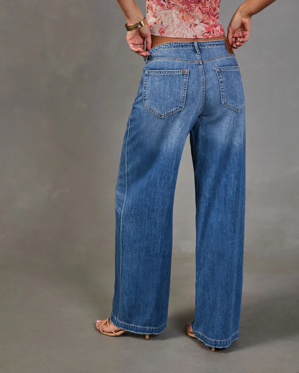 Nolae Rigid Wide Leg Low Rise Drawstring Waist Jeans - Image 4
