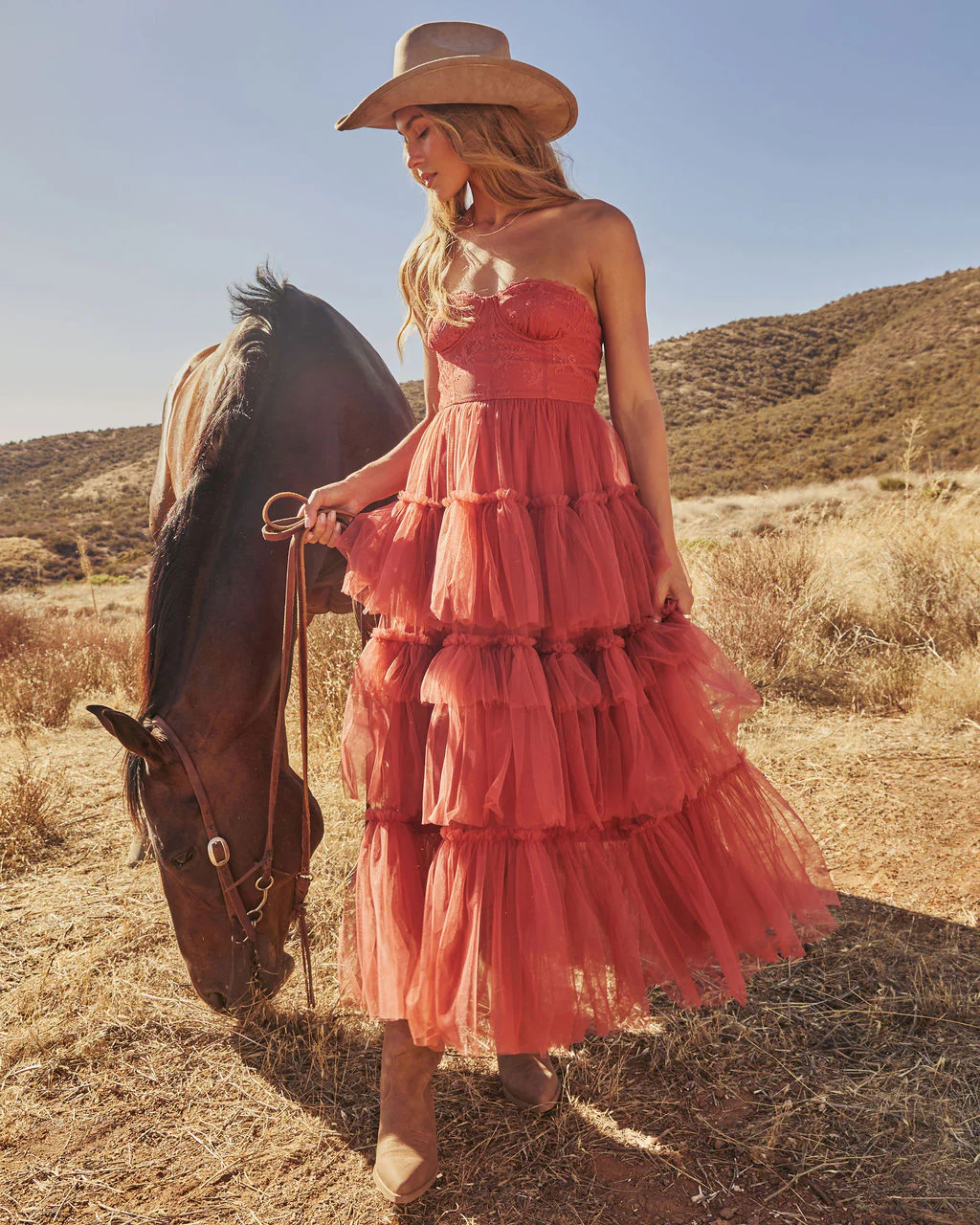 Novara Strapless Tiered Tulle Maxi Dress - Image 3