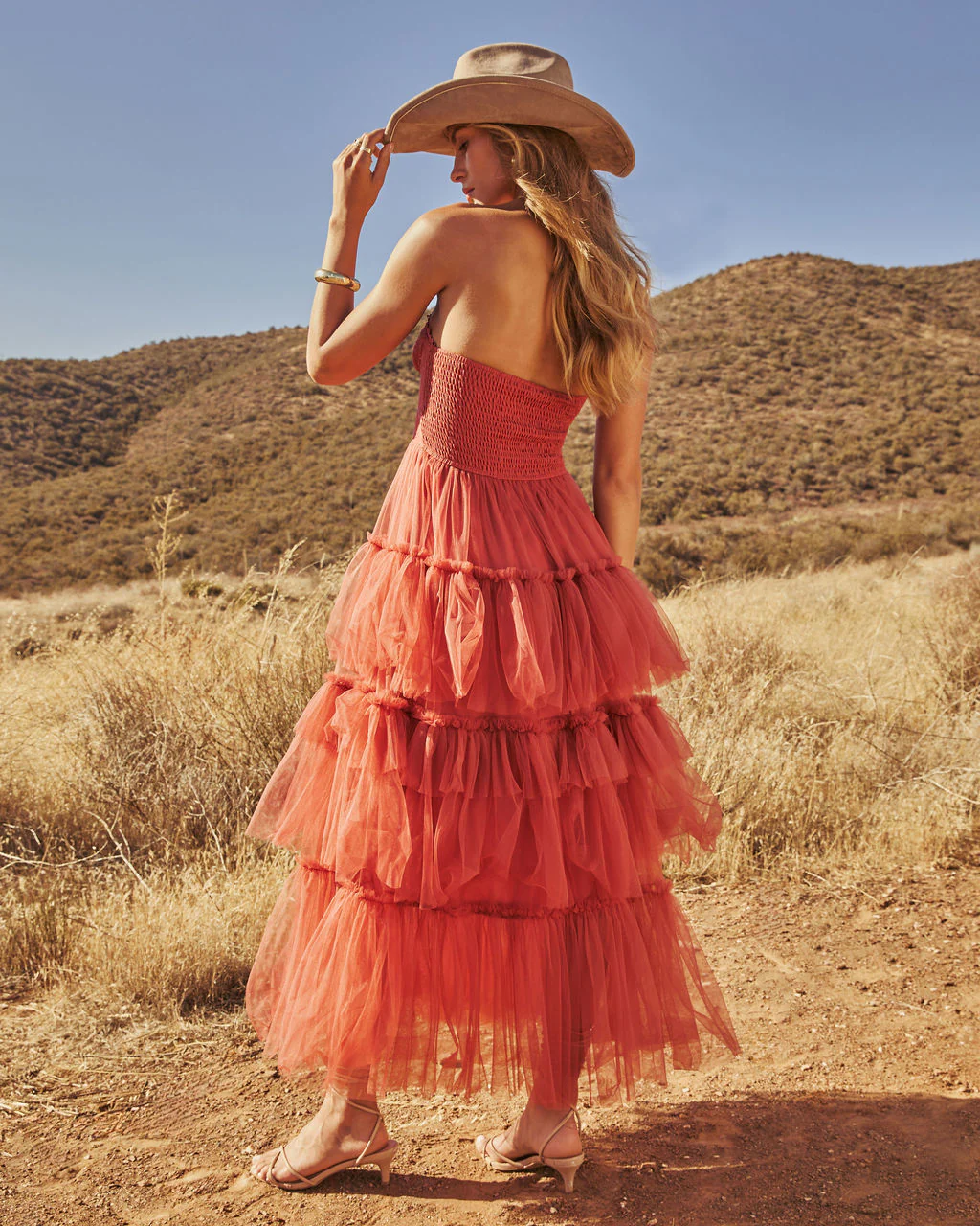 Novara Strapless Tiered Tulle Maxi Dress - Image 4