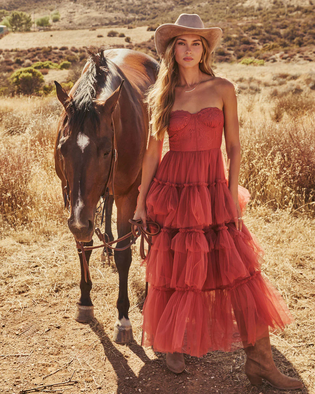 Novara Strapless Tiered Tulle Maxi Dress - Image 5