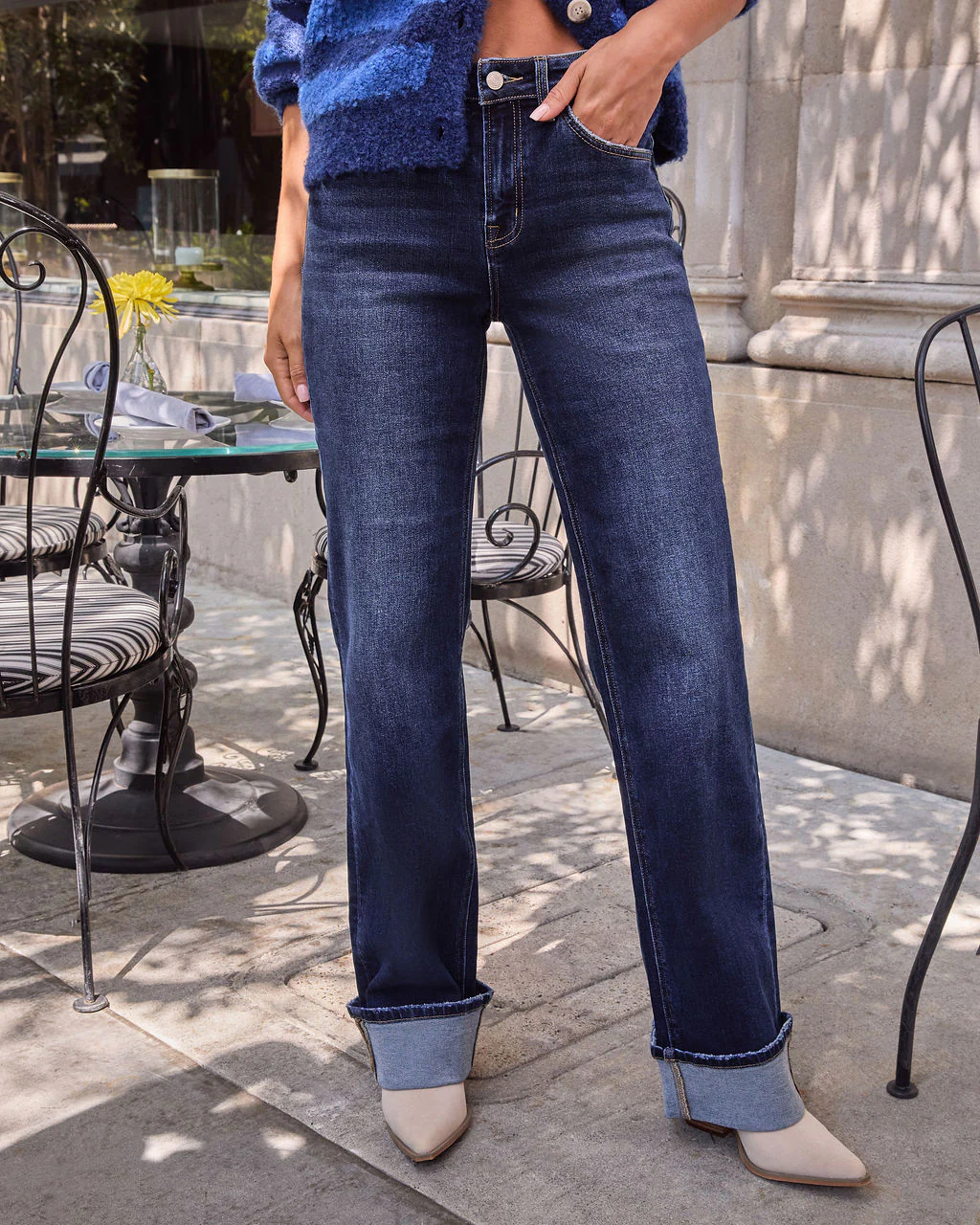 Nyra Stretch Straight Leg Cuffed Jeans - Image 5